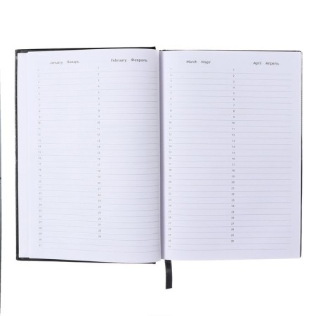Leduced Diary A5, 160 sheets, Attomex. Orion, solid boumvinyl cover with foam, liesse, block 70 g/m2, black-4