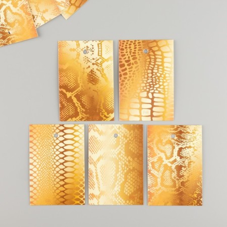 Cardboard "snake texture", gold, set of 10 pcs (5 types) 4x6 cm