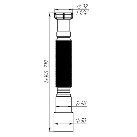 Corporal pipe Aquant, 1 1/4 "x 40/50 mm, l = 360-730 mm-2