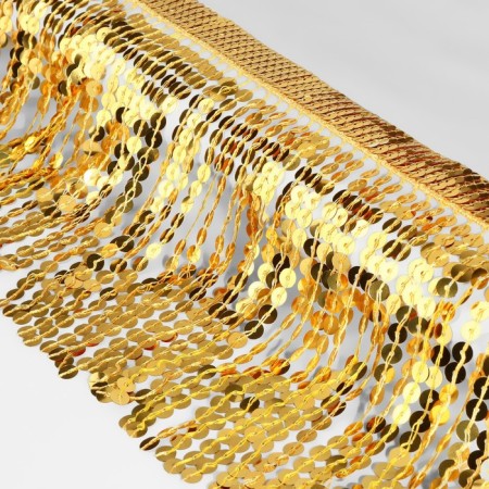 Braid with sequins "fringe", d = 6 mm, 16 cm, 4.5 ± 0.5 m, gold color-1