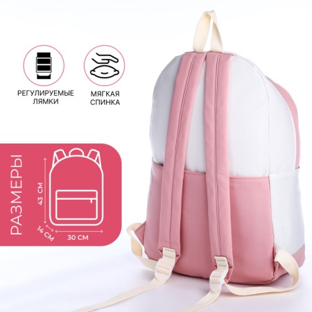 School backpack of textiles on lightning, 3 pockets, pink color-1