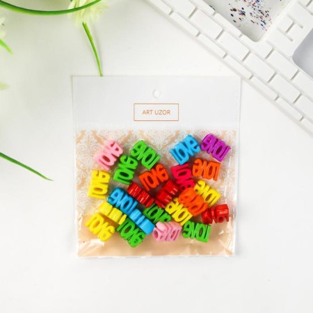 Beads for creativity plastic "inscription LOVE" Color set 50 pcs 1x1.7 cm-4