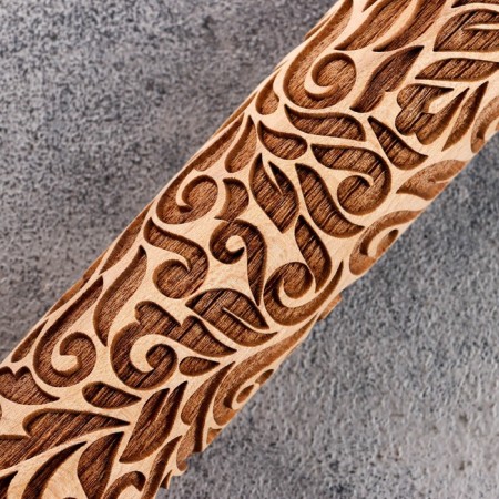 Carved rocking with patterns of "foliage" for baking, beech, 40 mm × 350 mm-1