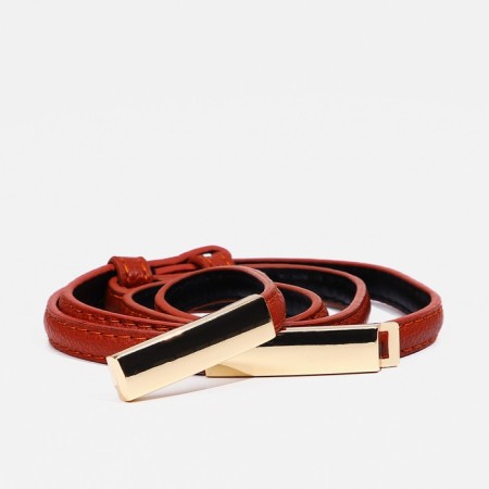 Women's belt, width 1 cm, metal buckle, redhead