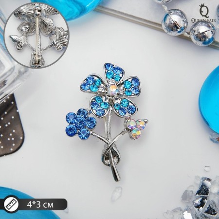 Brooch "Flowers" forget -me -nots, blue color in silver