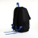 School backpack from textiles on lightning, 5 pockets, black/blue color