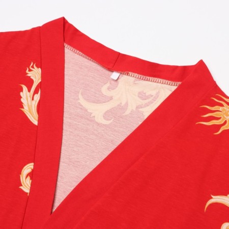 Female set (robe/top/pants), red color, size 54-9