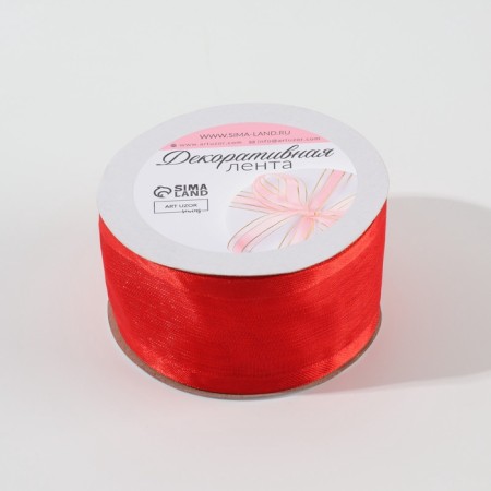 Decorative tape, nylon/satin, 40 mm, 18 ± 1 m, red color-2