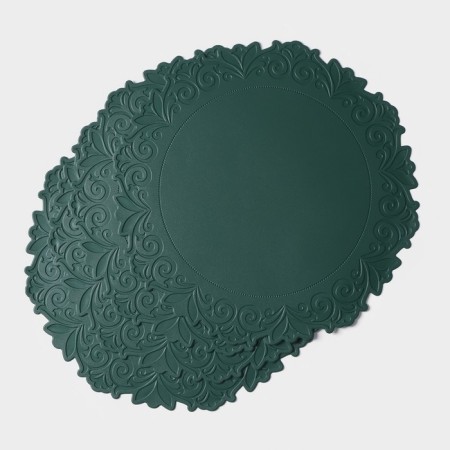Set of serving “Eloise”, 4 pcs, d = 37.5 cm, green color, green
