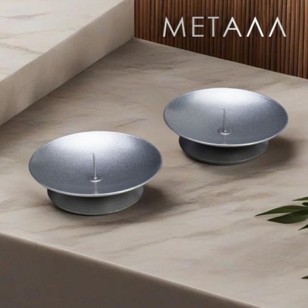 Set of candlesticks Metal "Lotus", 7.5x2 cm, 2 pieces, silver-1