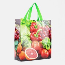 Household bag without fastening, green color/multi -colored