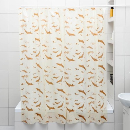 The bathroom curtain "Dolphins", 180 × 180 cm, beige color