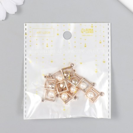 Decor for creativity plastic for metal "Rhombus with pearls" 1.4x1.6 cm-3