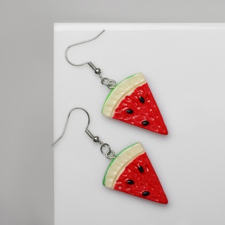 Earrings plastic "goodies" watermelon, red-green color-2