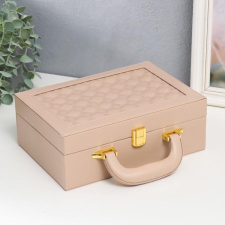 Casket to the leatherette to decorating the suitcase "Large cell" beige 9x25x17 cm-3