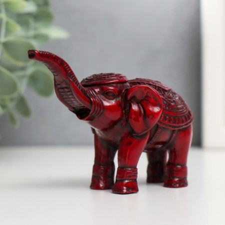 NECKE Polystone "Elephant in Popon" Dark Red 9.5x5x5.5 cm-3
