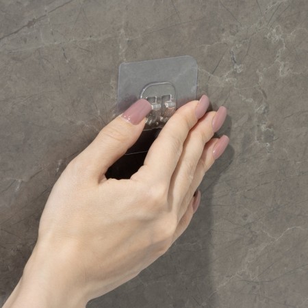 A hook self -adhesive for rods, a transparent base, 5.6 × 5.6 cm, 10 pcs-9
