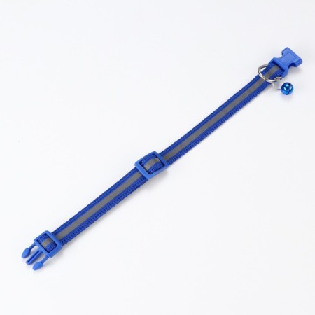 The collar is two -layer with fastx and a reflective strip, 30 x1.5 cm, blue-3