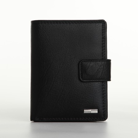 Male purse on magnet 3 in 1, department for auto documents, passports, black color