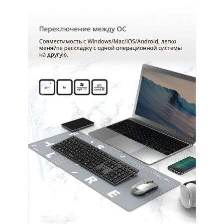 Keyboard A4Tech FSTYLER FBX50C Gray USB wireless BT/Radio Slim Multimedia (FBX50C GRE 10045-5