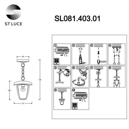 Street START LUCE ST LUCE. SL081.403.01. Sivino. 1x40 watts, e27, 17x23 cm, black color-9