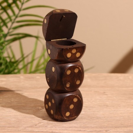 Dice play in a box 12x4x4 cm, wood shisham-1