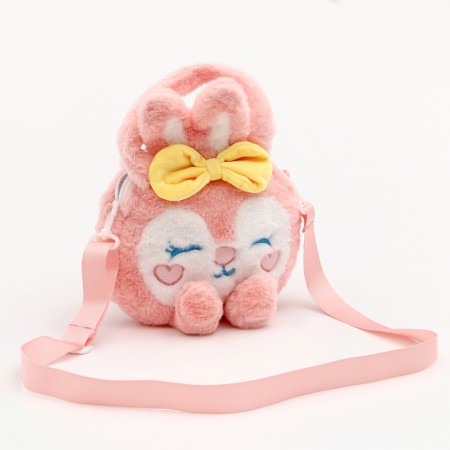 Children's "Bunny" bag with a bow, 18 cm, pink color