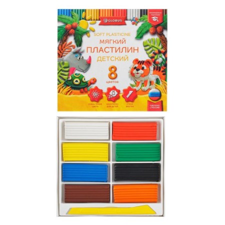 Globus plasticine "Children", 8 colors, 120 g, soft