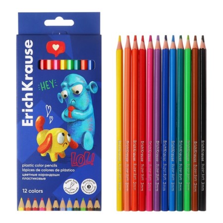 Pencils 12 colors Erichkrause Jolly Friends hexagonal, plastic with euro suspension-1