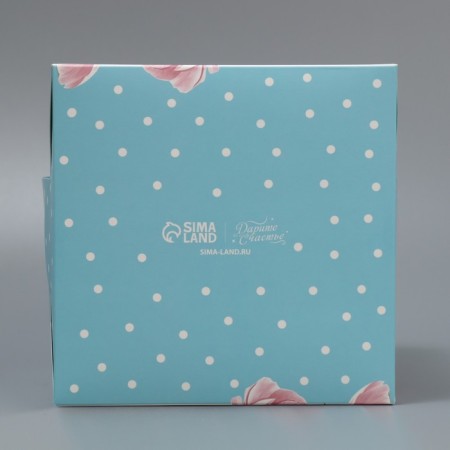 Box for small cake, confectionery packaging, “peonies”, 15 x 15 x 18 cm-4