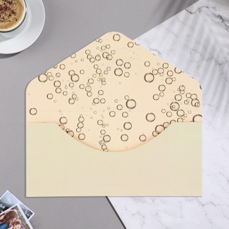 Money envelope "Happy Birthday!" Soft touch, embossing, beige, 9x19 cm-3
