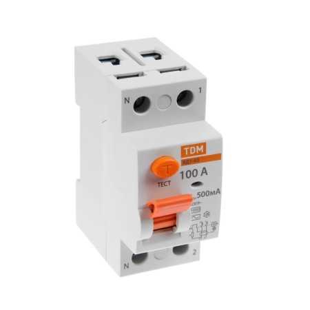 RCD TDM VD1-63, 2P, 100 A, 500MA, SQ0203-0102-1