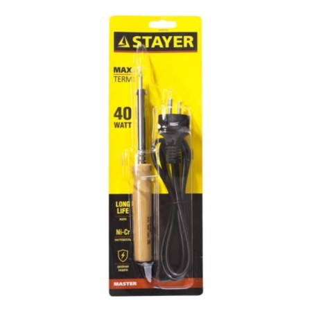 STAYER MASTER soldering iron, wooden handle, NI-CR sting, 40 W, 220 B-1