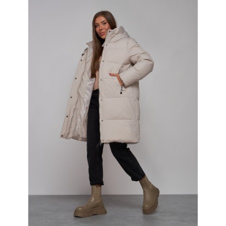 Coat insulated winter feminine, size 42, color light gray-19