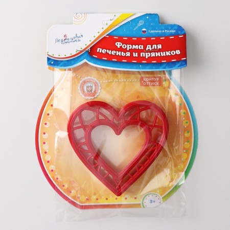 Bed -up form "heart", cutting, stamp, 6.3 × 6.6 × 1.5 cm, red color red-6