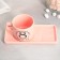 Tea couple ceramic "March 8", mug 150 ml, saucer 17.5x8 cm, pink color
