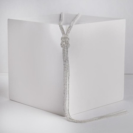 Set 2 objects: earrings, pendant "Elegance" burn, white color in silver, 42 cm-1