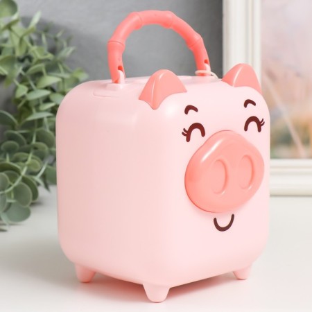 Piggy bank Plastic "Suitcase - Pig" MIX 11x10.5x14 cm-2