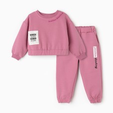 A set for a girl (sweatshirt, trousers), a dark purple color, height 104 cm
