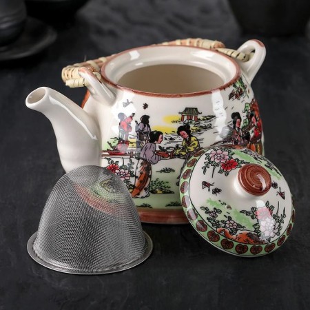 Keramic collar teapot with metal sieve "Park", 600 ml-5