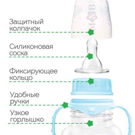 A bottle for feeding with the handles "Son", a classic throat, 150 ml., From 0 months., Blue color-1