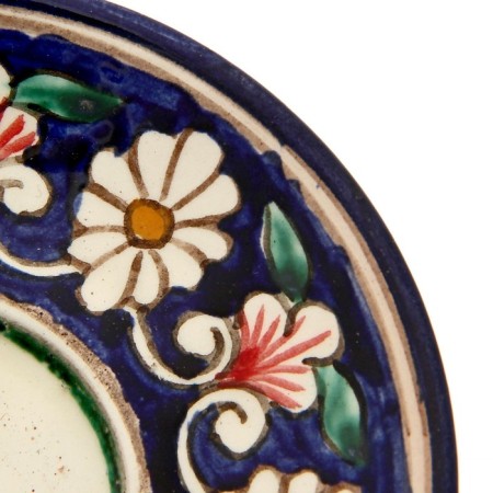 Tea couple of Rishtan ceramics "Flowers", 100 ml, (plate 10cm, cup 7.5cm), blue-7