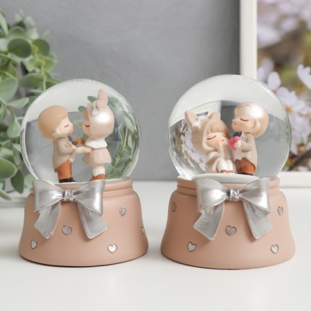 Souvenir Polystone Water Ball Light "Kids - First Love" Mix D = 6.5 cm 9.5x7x7 cm-1