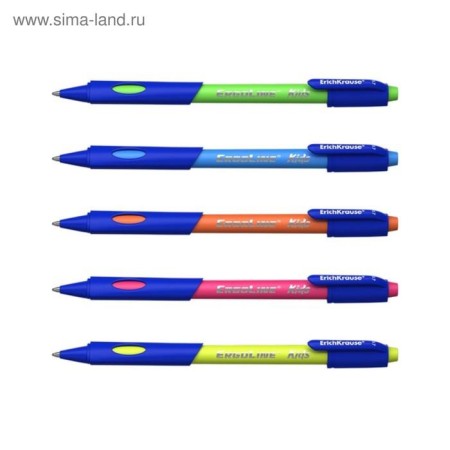 Ballpoint handle Erichkrause Ergoline Kids Ultra Glide, first-grader, ergonomic holder, Soft-Touch case, node 0.7 mm, blue, mix, blister-4