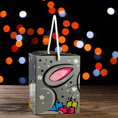 Gift box Cube "Zaychonok", 12 x 12 x 15.5 cm-1