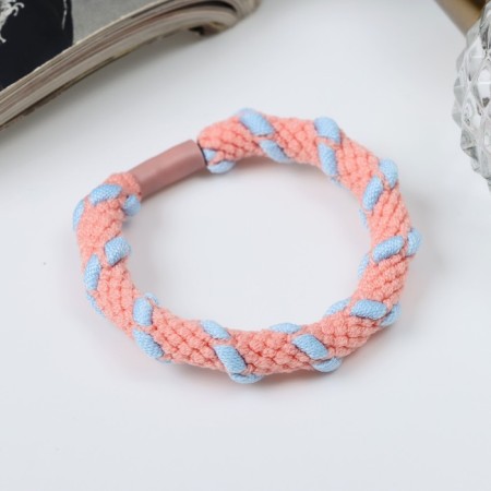 Hair elastic band "Mahrushka Elite" weaving bright strips of color, 5 cm, mix
