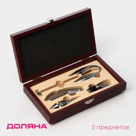 A set for the wine of the Dolyan, 5 objects: corkscrew, aerator, cork, thermometer, cutter for foil