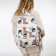 School backpack on lightning from textiles, external pocket, white/black color