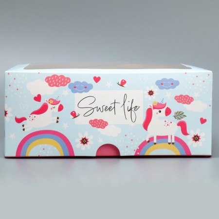 Box for cupcakes and gento-traps, confectionery packaging "Vanilla Unicorns", 25 x 25 x 10 cm-3