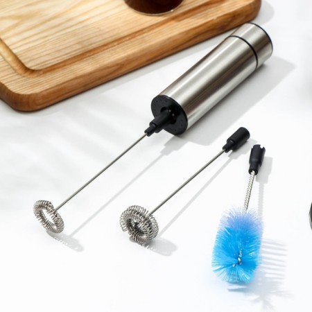Capuchicuric with brush for mugs, stainless steel-2